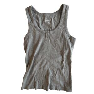 PAPINELLE x Womens Gray Milla Rib Shelf Bra Henley Tank Size Small
